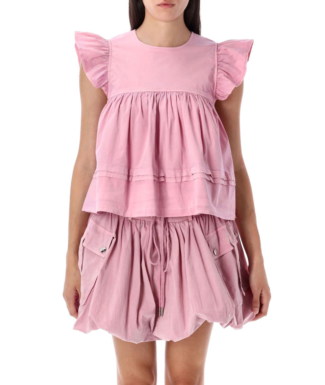 GANNI Антрацитовая хлопковая блузы, фото 4