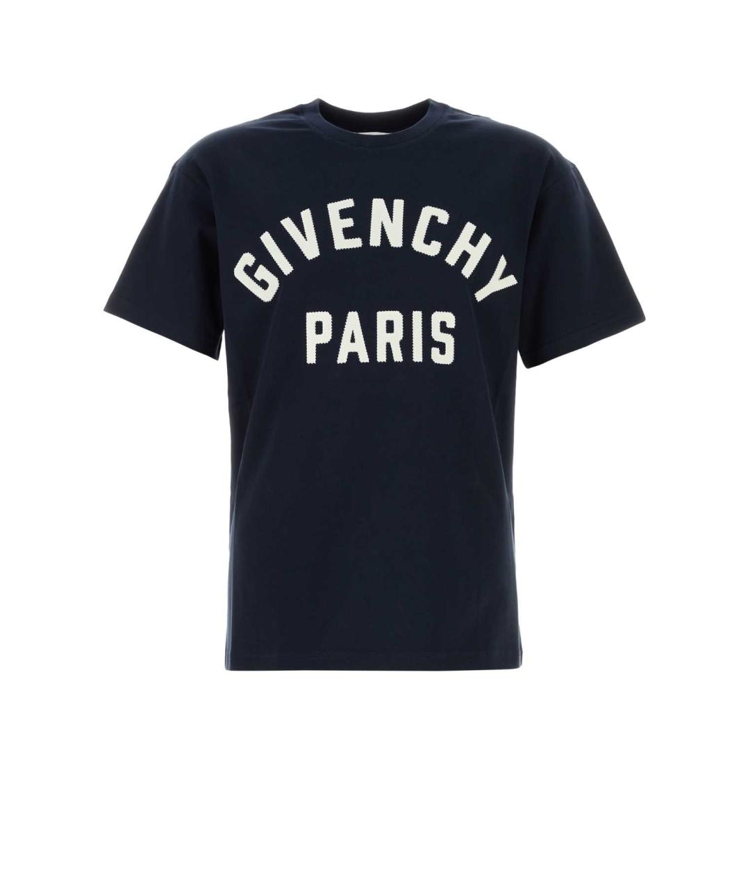 GIVENCHY Темно-синяя хлопковая футболка, фото 1