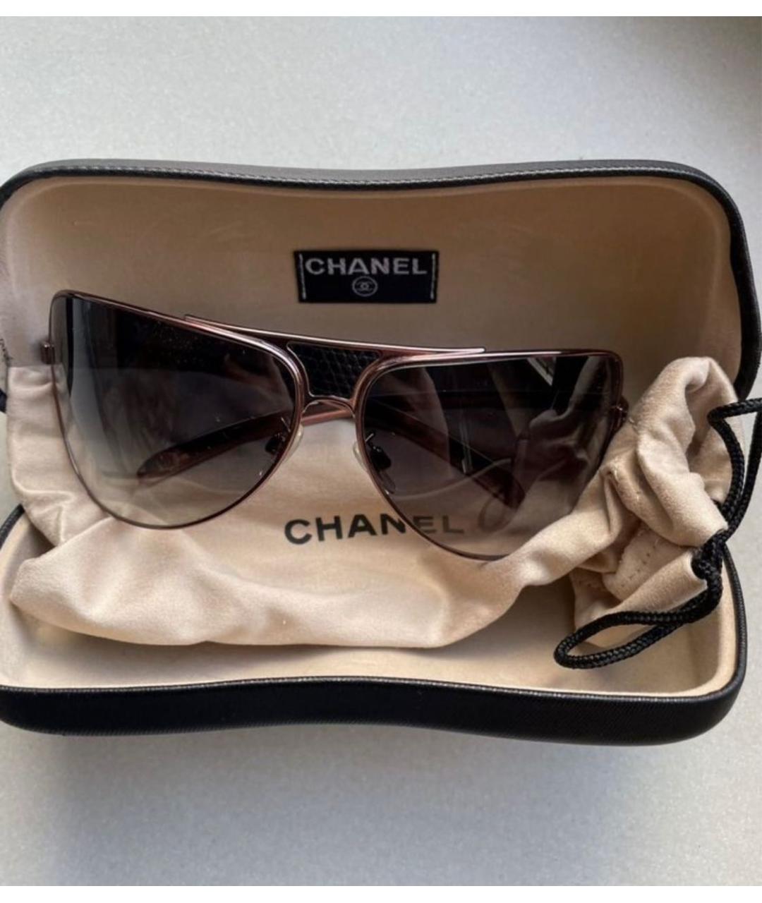 CHANEL Коричневые металлические солнцезащитные очки, фото 8
