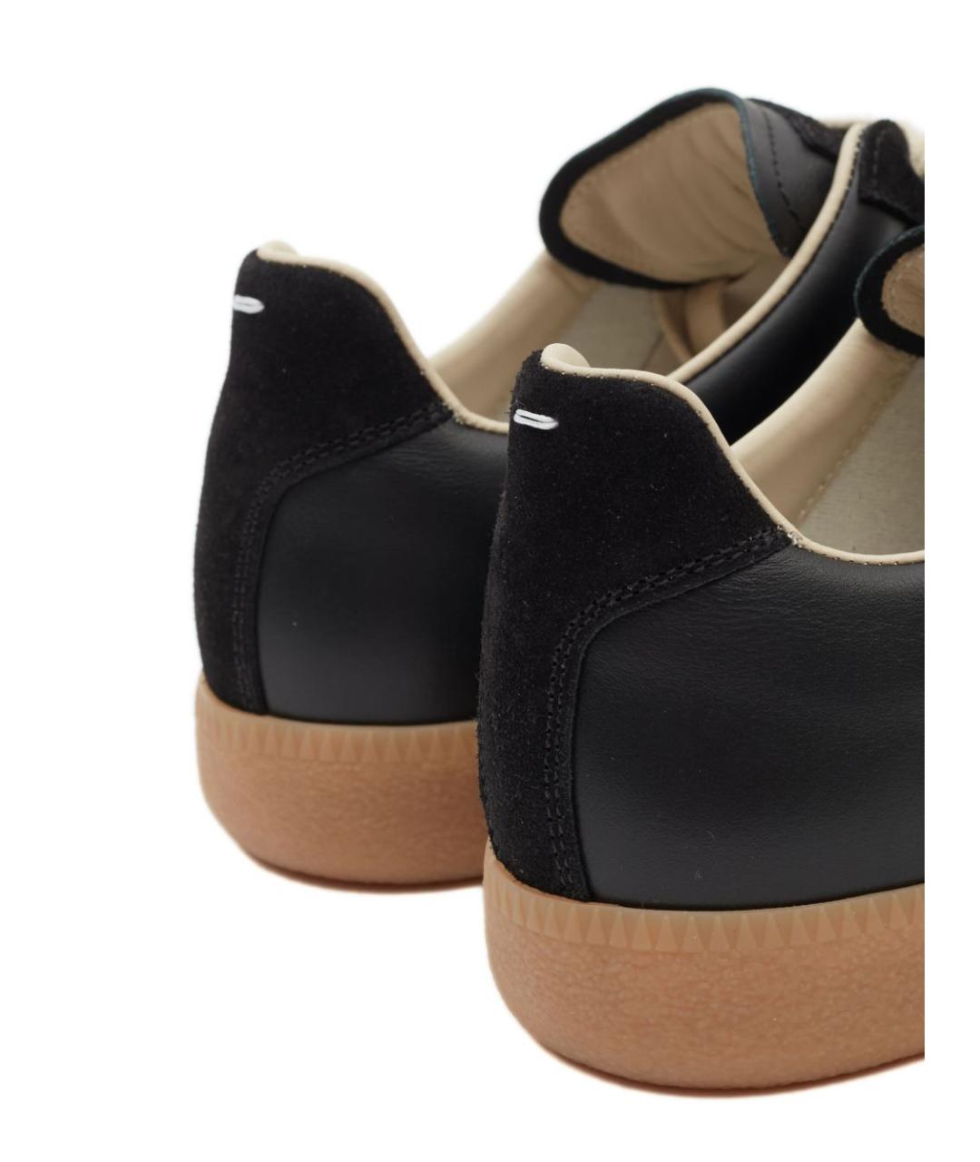 MAISON MARGIELA Черные кожаные низкие кроссовки / кеды, фото 5