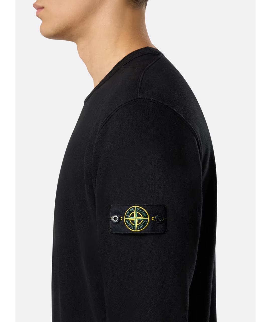 STONE ISLAND Черный хлопковый джемпер / свитер, фото 5