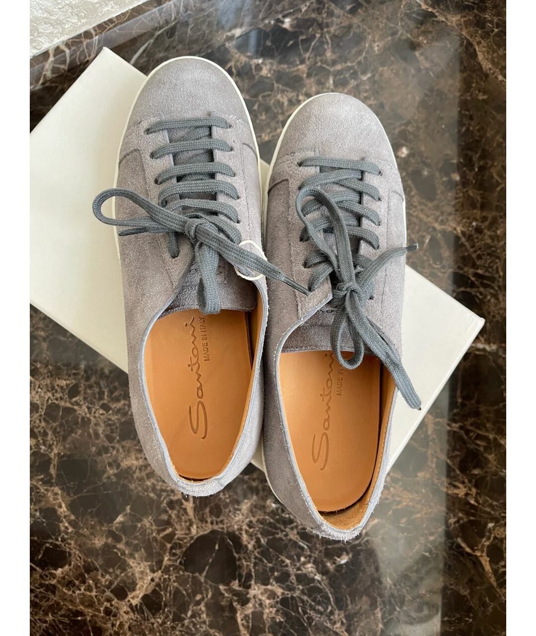 SANTONI Серые замшевые кроссовки, фото 4