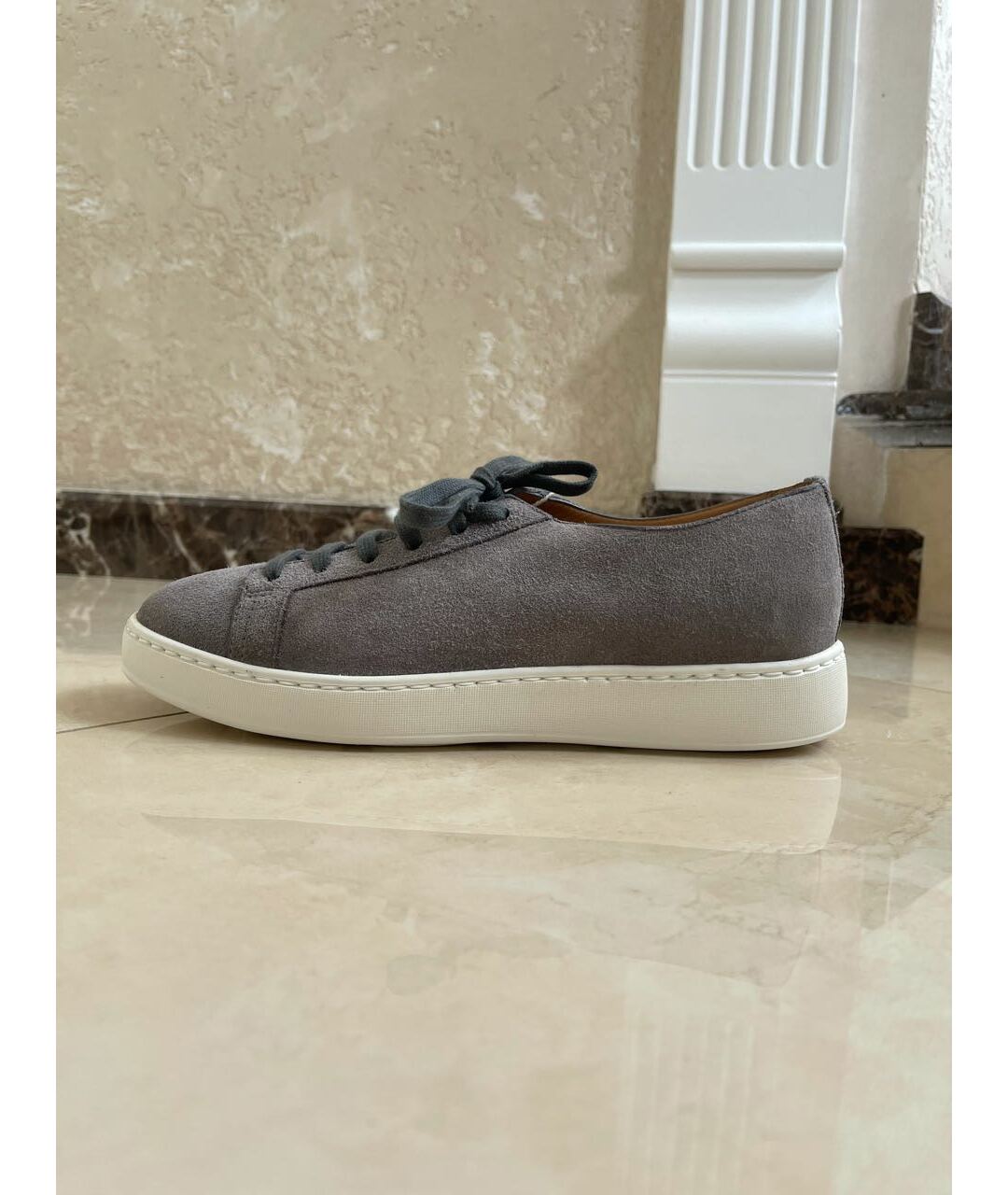 SANTONI Серые замшевые кроссовки, фото 6