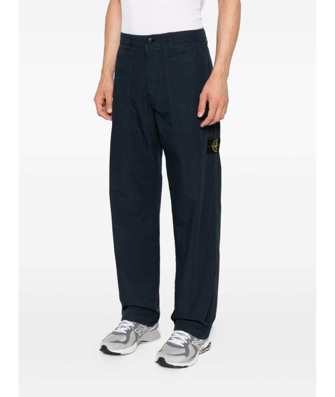 STONE ISLAND Синие хлопковые повседневные брюки, фото 3