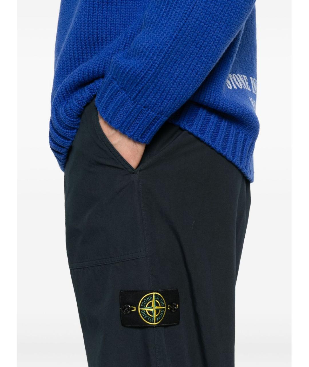 STONE ISLAND Синие хлопковые повседневные брюки, фото 5