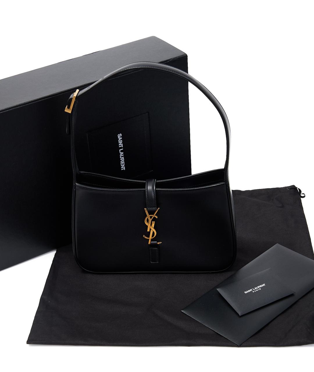 SAINT LAURENT Черная кожаная сумка с короткими ручками, фото 8
