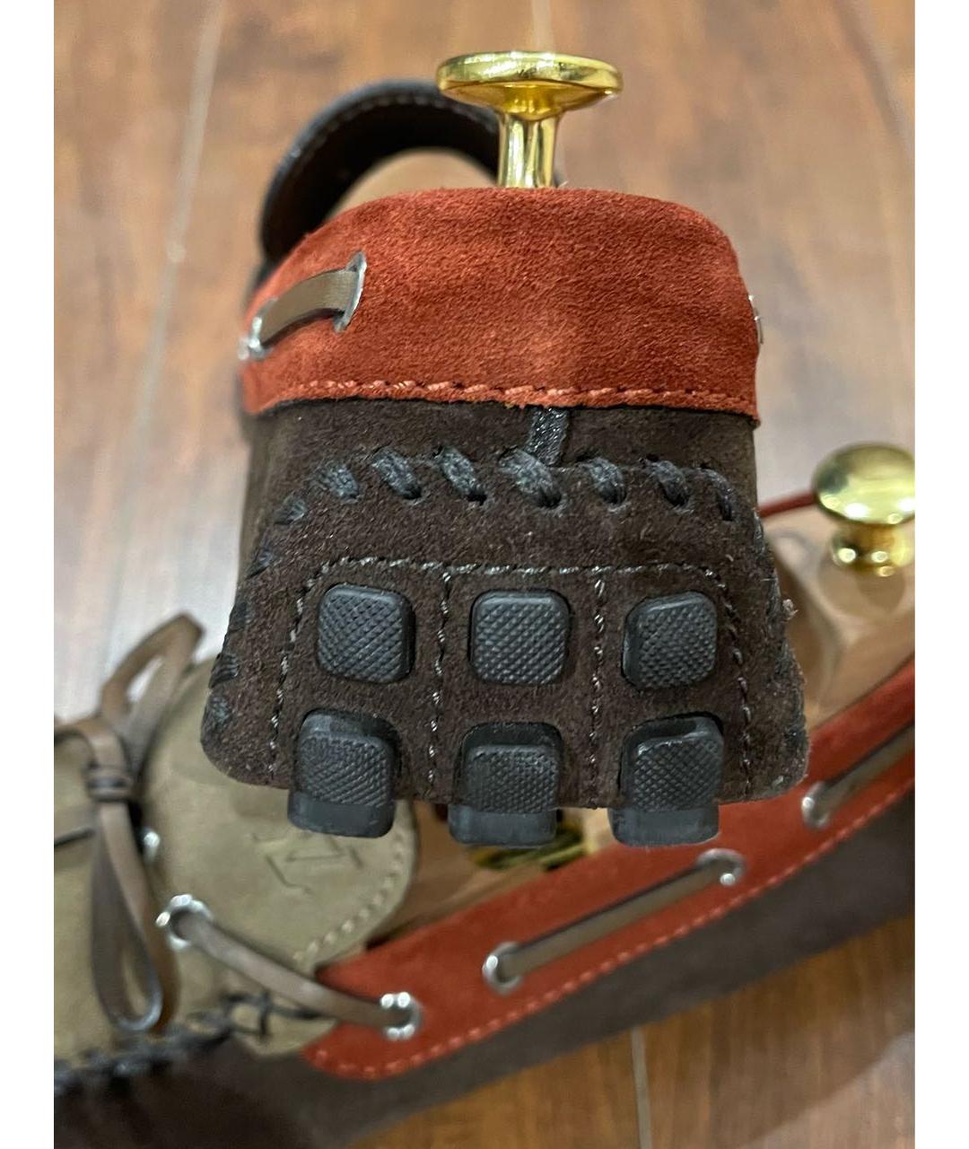 LOUIS VUITTON Хаки замшевые мокасины, фото 4