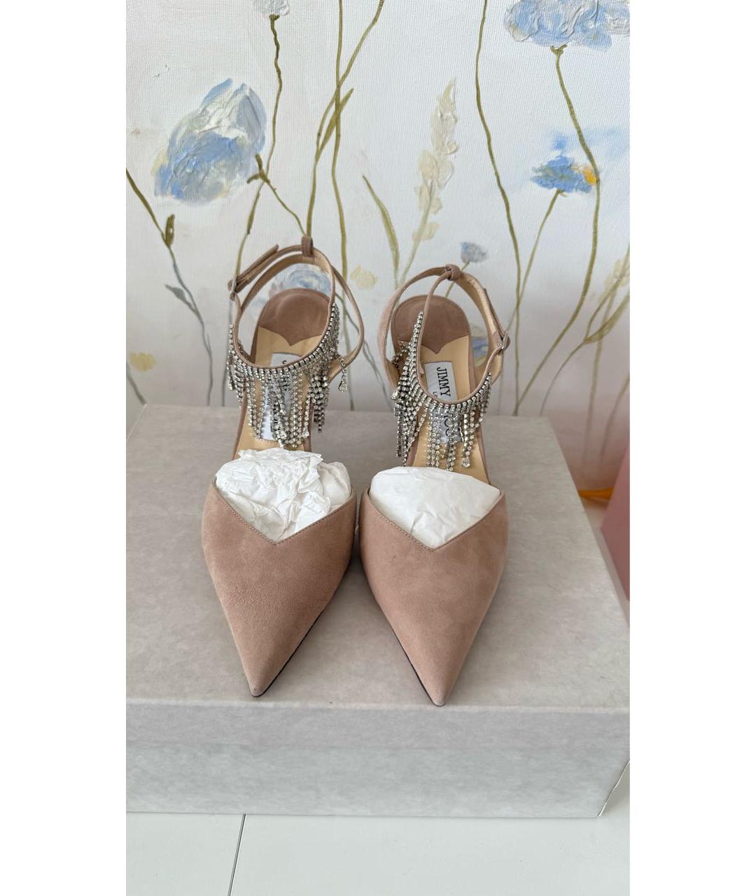 JIMMY CHOO Бежевые замшевые туфли, фото 3