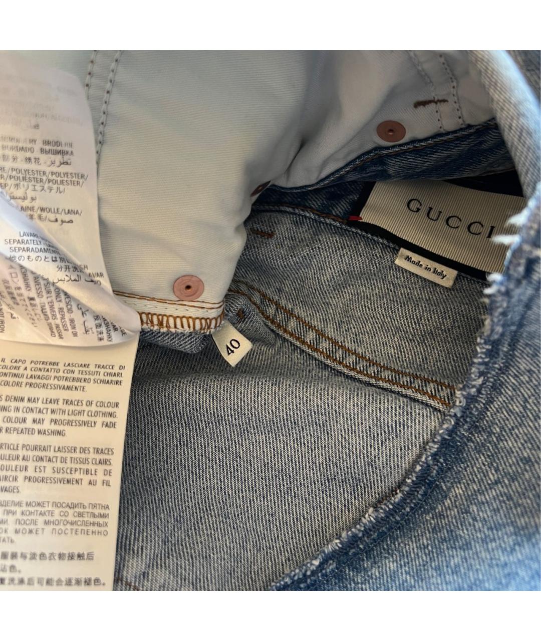 GUCCI Голубая деним юбка мини, фото 4