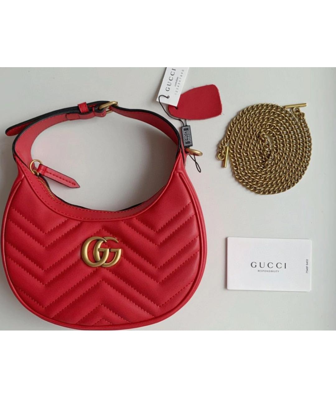 GUCCI Красная кожаная сумка с короткими ручками, фото 5
