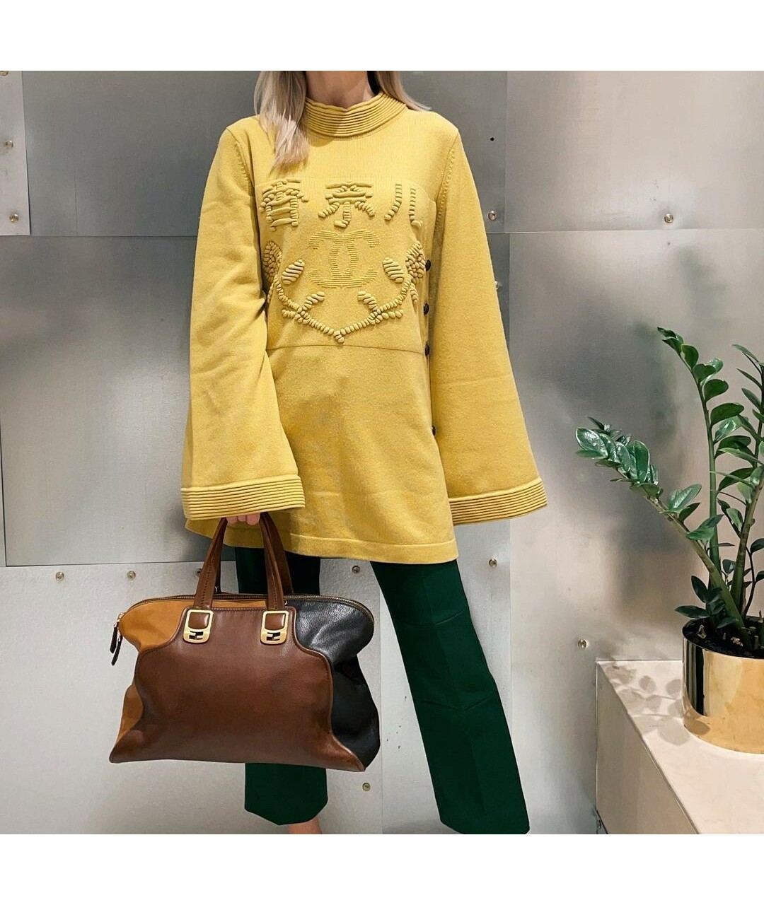 CHANEL PRE-OWNED Желтый кашемировый джемпер / свитер, фото 6