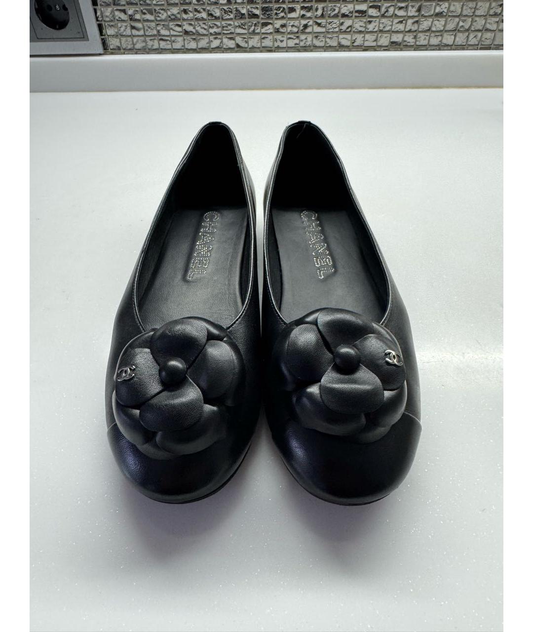 CHANEL Черные кожаные балетки, фото 4