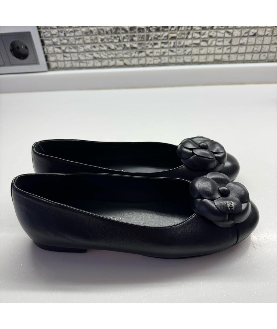 CHANEL Черные кожаные балетки, фото 8