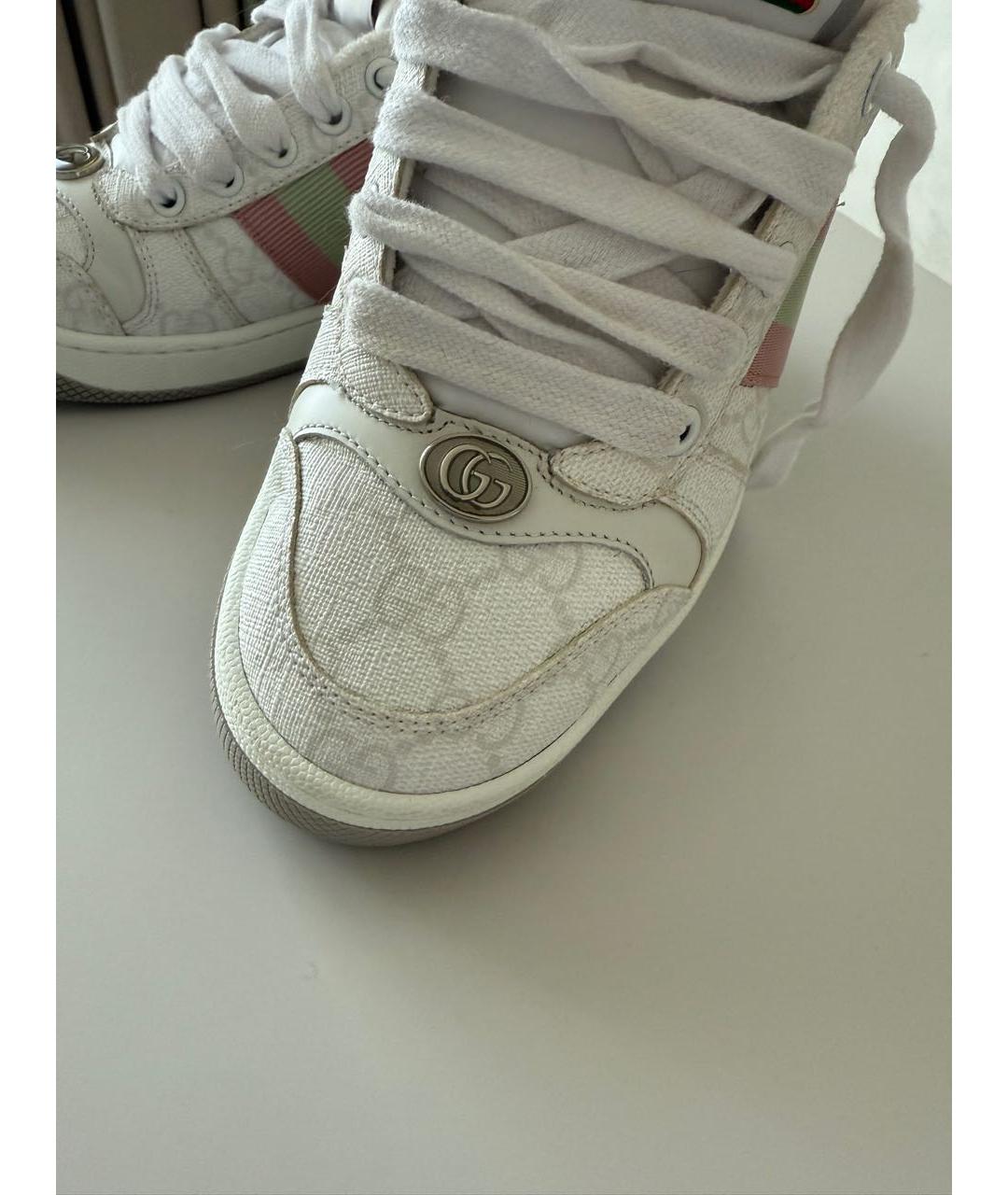 GUCCI Белые кожаные кеды, фото 5