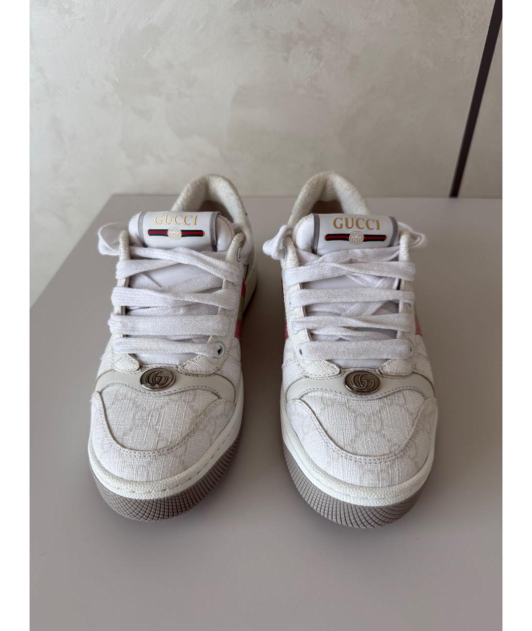 GUCCI Белые кожаные кеды, фото 2