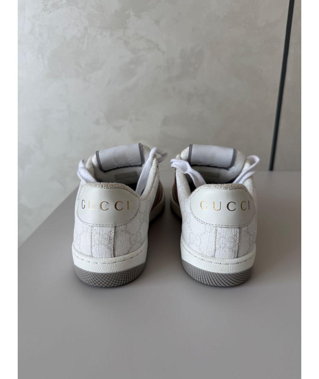 GUCCI Белые кожаные кеды, фото 4