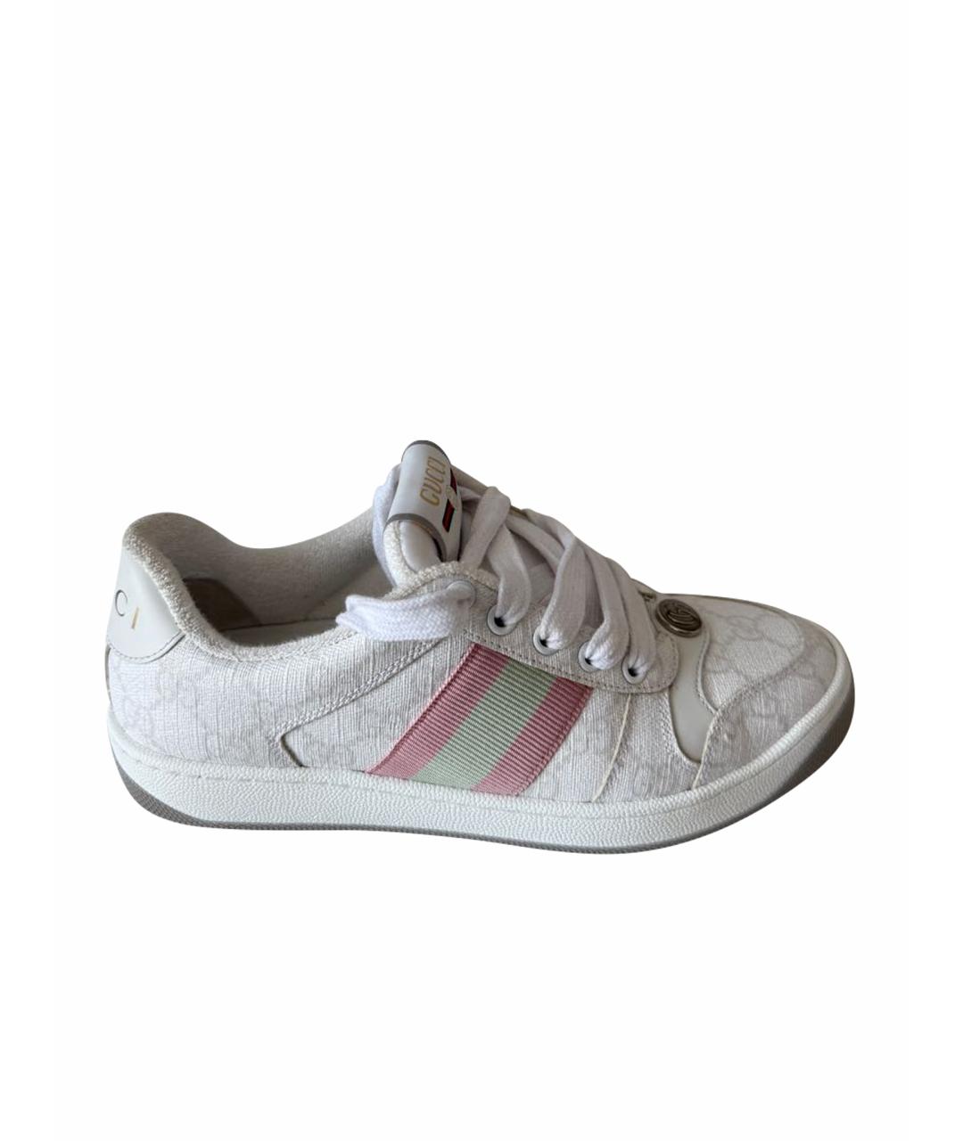 GUCCI Белые кожаные кеды, фото 1