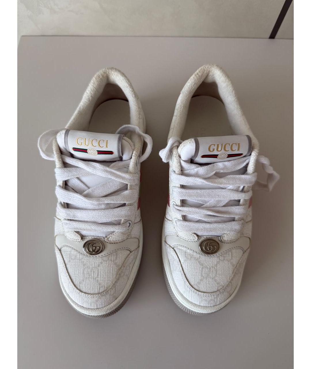 GUCCI Белые кожаные кеды, фото 3