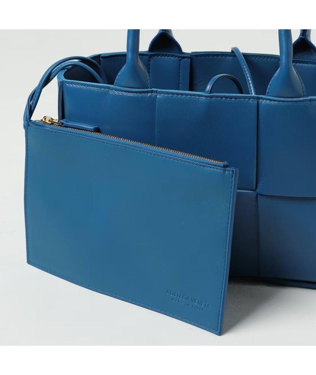 BOTTEGA VENETA Бирюзовая кожаная сумка с короткими ручками, фото 3