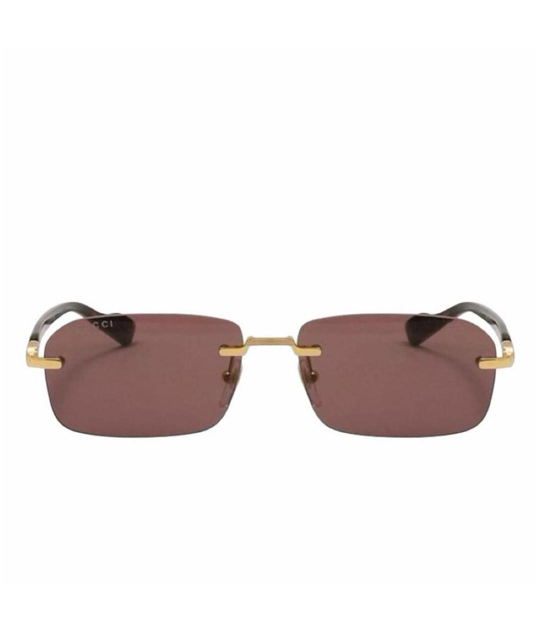 GUCCI Коричневые металлические солнцезащитные очки, фото 1