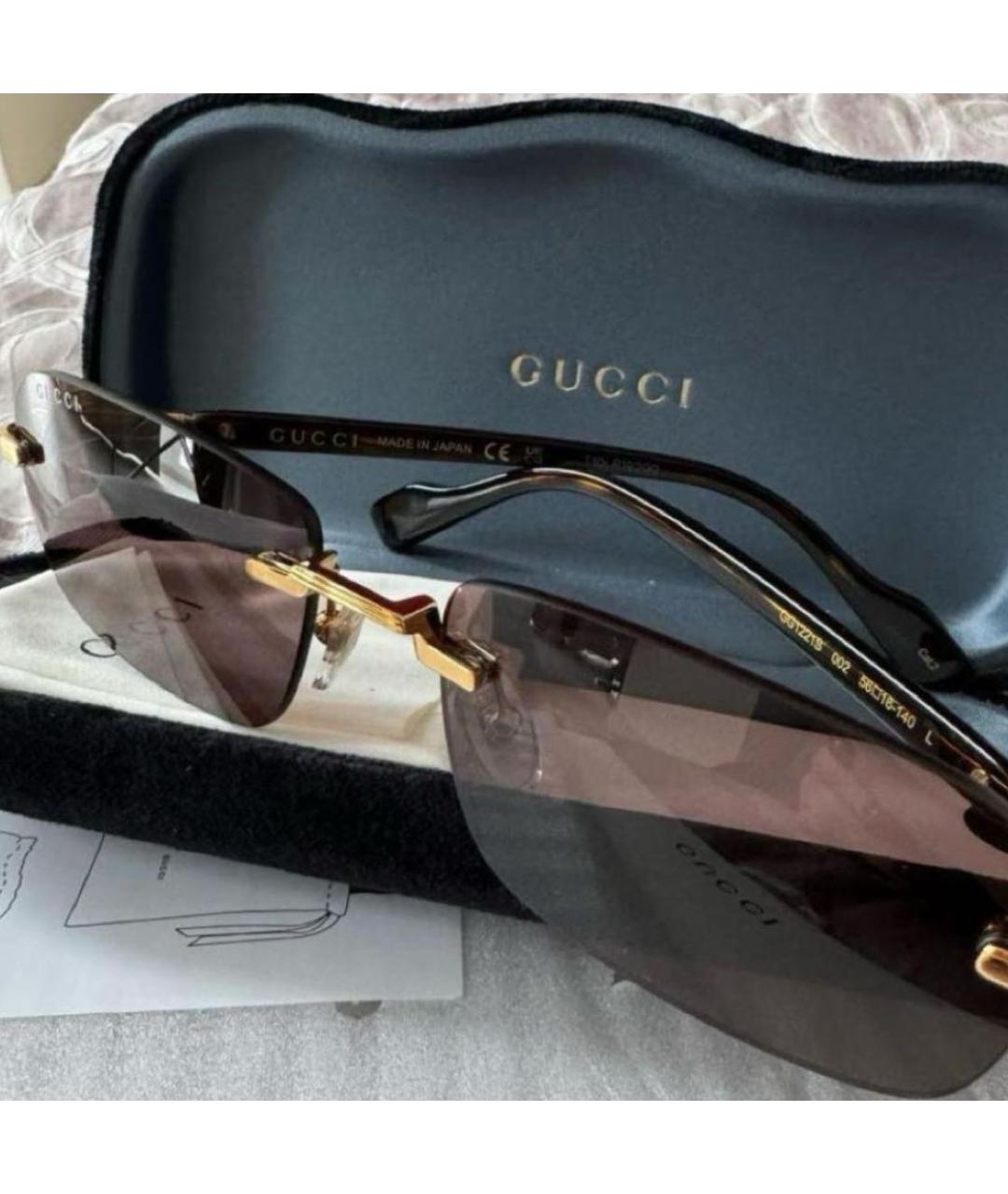 GUCCI Коричневые металлические солнцезащитные очки, фото 4