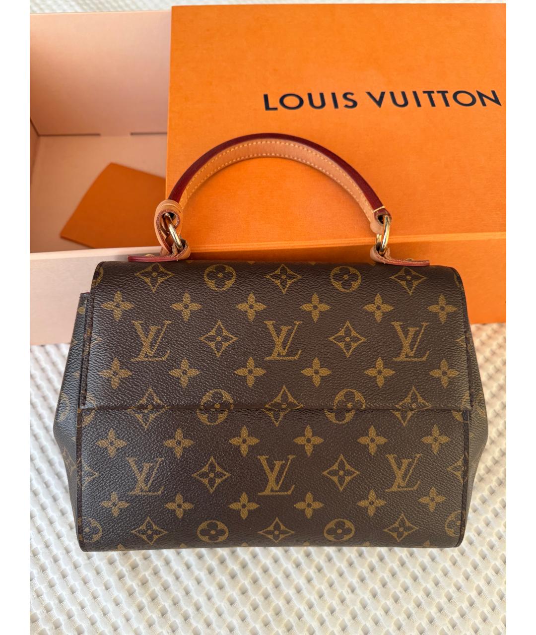 LOUIS VUITTON Коричневая кожаная сумка с короткими ручками, фото 5