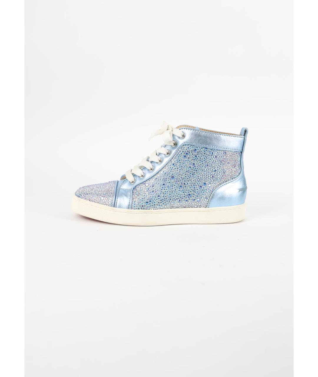 CHRISTIAN LOUBOUTIN Голубые кожаные кеды, фото 6