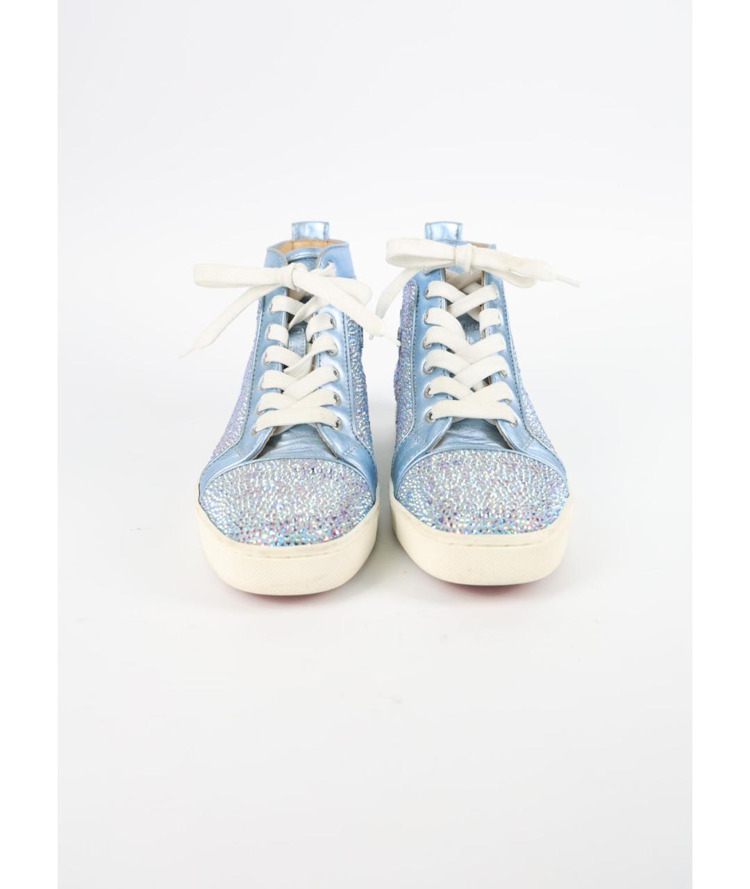 CHRISTIAN LOUBOUTIN Голубые кожаные кеды, фото 2