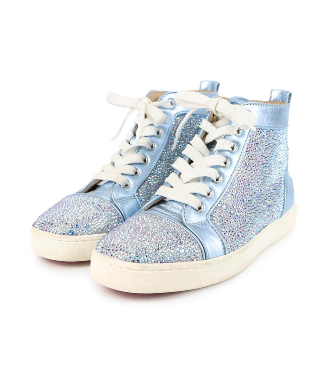 CHRISTIAN LOUBOUTIN Голубые кожаные кеды, фото 3