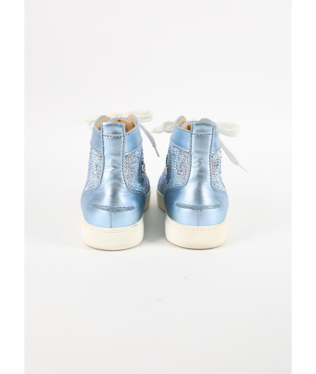 CHRISTIAN LOUBOUTIN Голубые кожаные кеды, фото 4