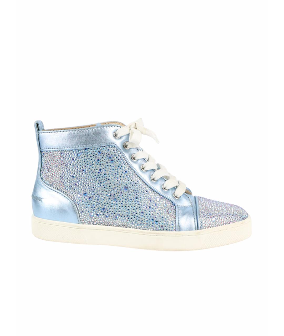 CHRISTIAN LOUBOUTIN Голубые кожаные кеды, фото 1