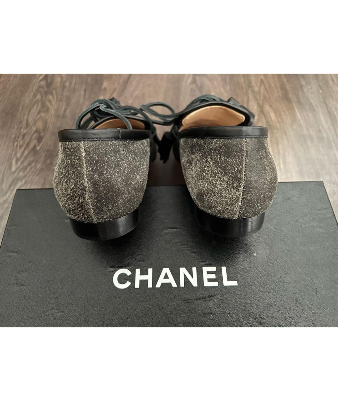 CHANEL Серые кожаные лоферы, фото 4