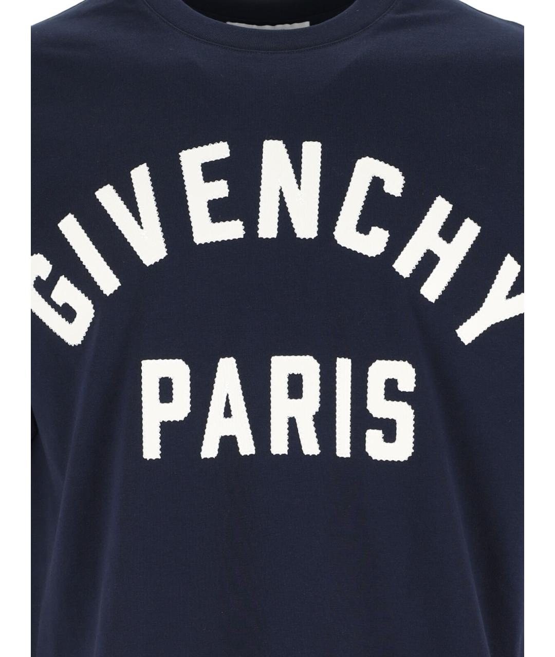 GIVENCHY Темно-синяя хлопковая футболка, фото 3