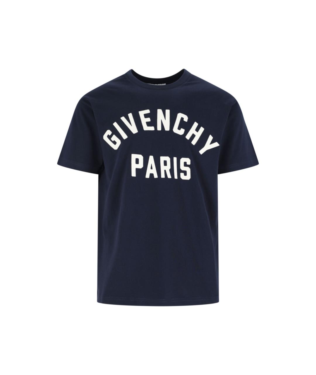 GIVENCHY Темно-синяя хлопковая футболка, фото 1