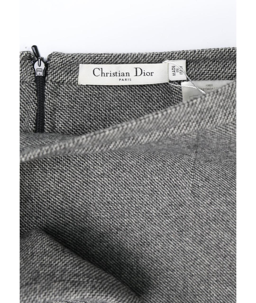CHRISTIAN DIOR Серый шерстяной костюм с юбками, фото 7