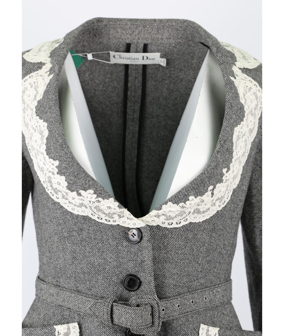 CHRISTIAN DIOR Серый шерстяной костюм с юбками, фото 5