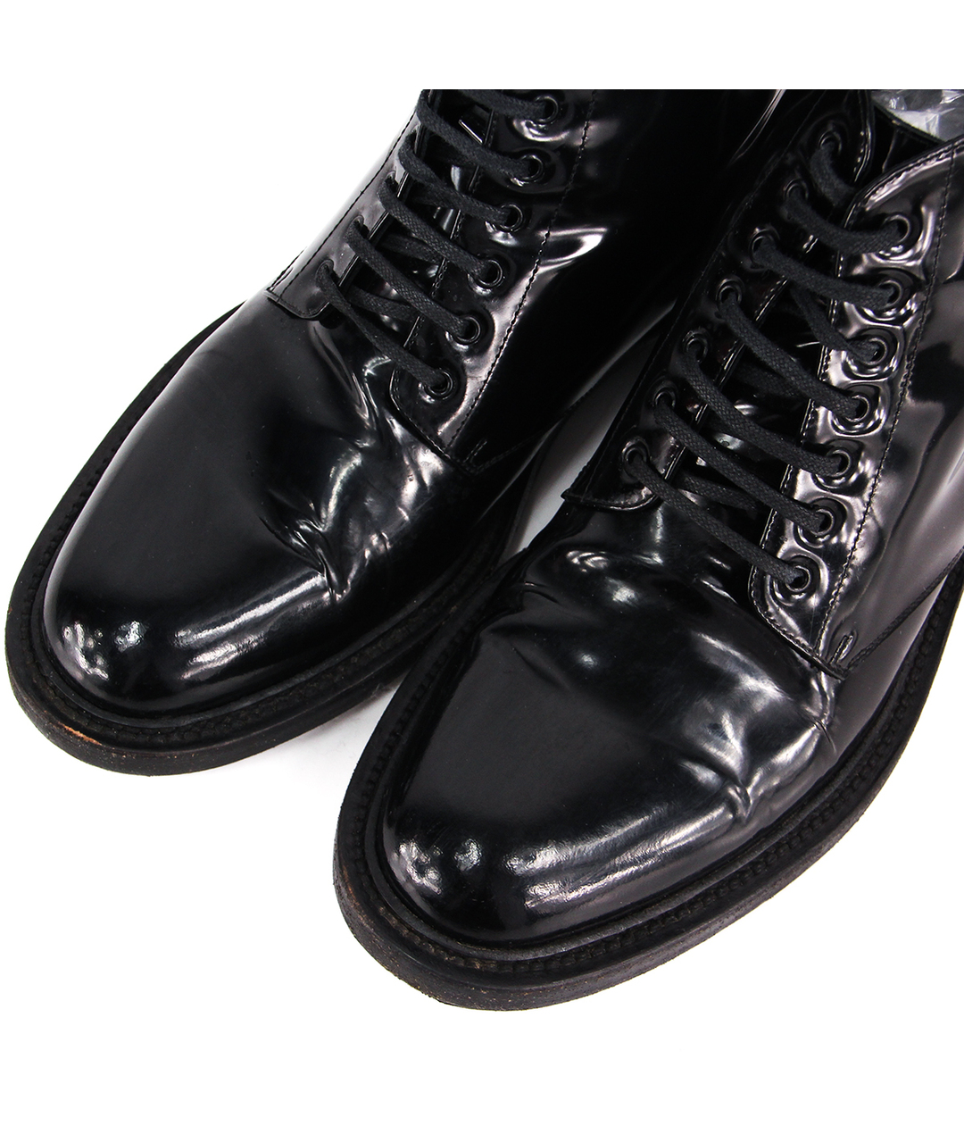 SAINT LAURENT Черные кожаные высокие ботинки, фото 3