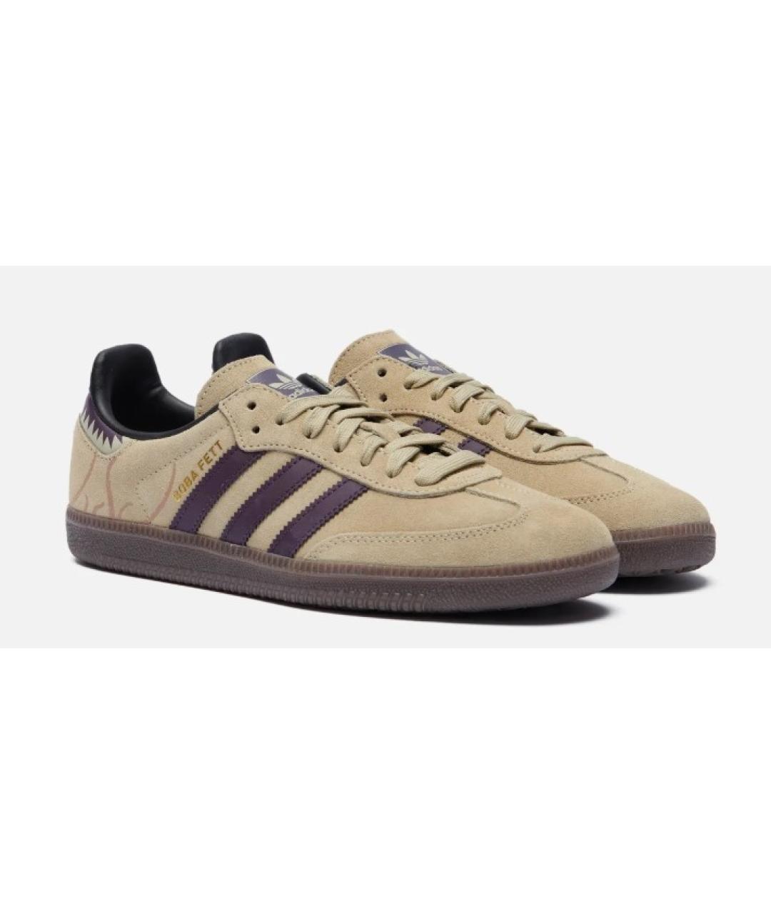 ADIDAS Бежевые замшевые низкие кроссовки / кеды, фото 3