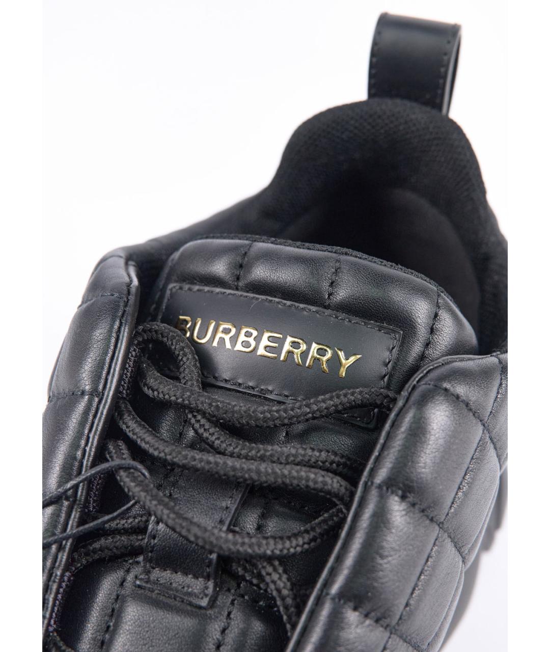 BURBERRY Черные кожаные низкие кроссовки / кеды, фото 5