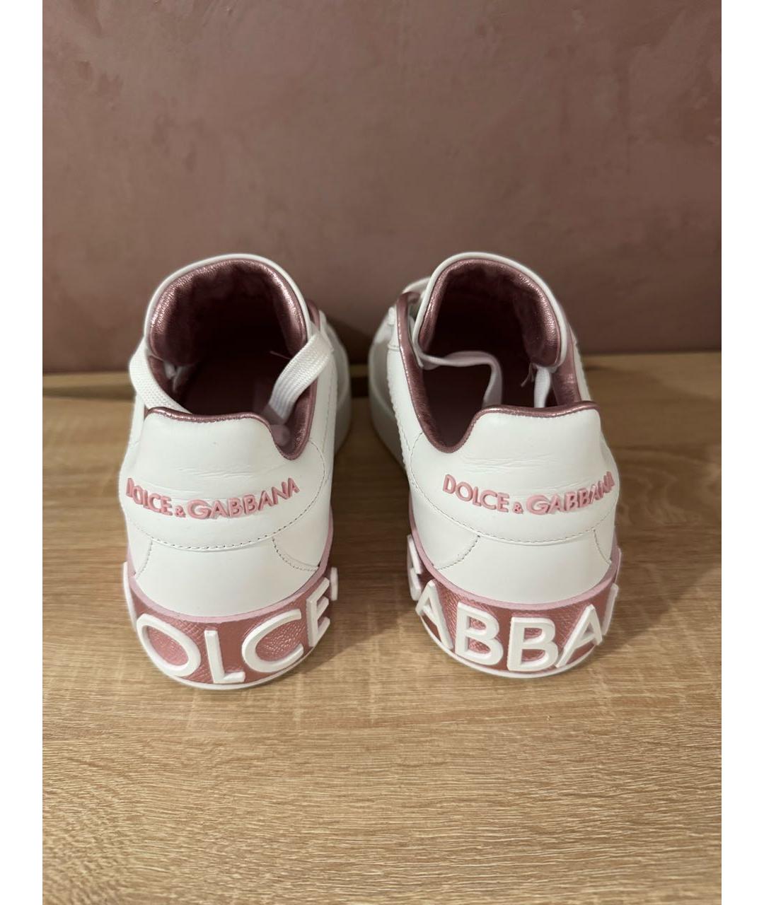 DOLCE&GABBANA Белые кожаные кеды, фото 5