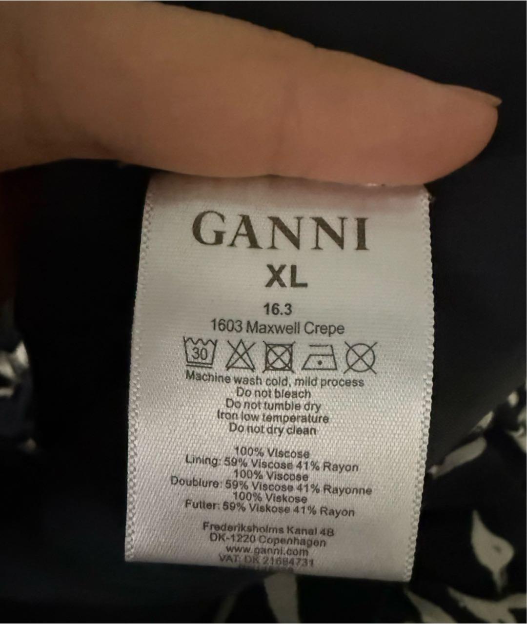 GANNI Темно-синее вискозное повседневное платье, фото 4
