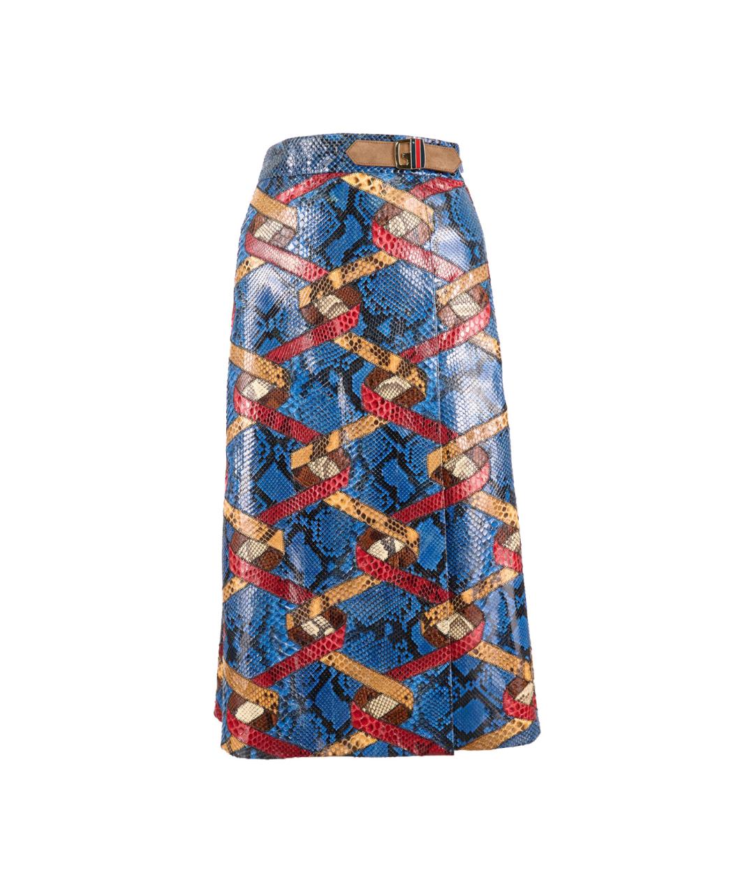 GUCCI Мульти юбка миди из экзотической кожи, фото 1