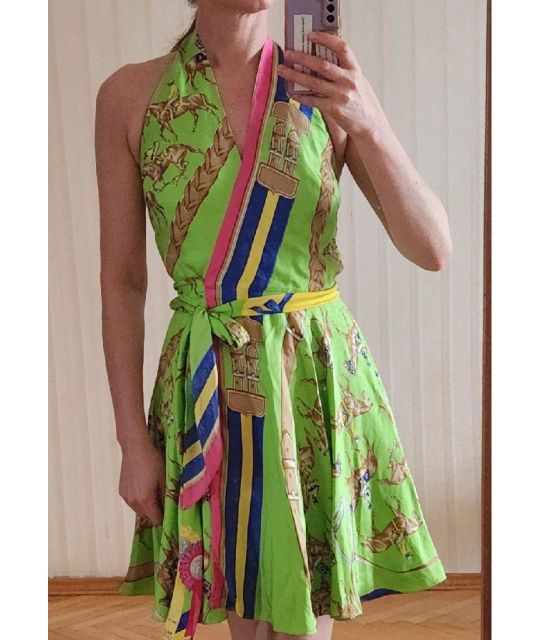 RALPH LAUREN Зеленые шелковое коктейльное платье, фото 3