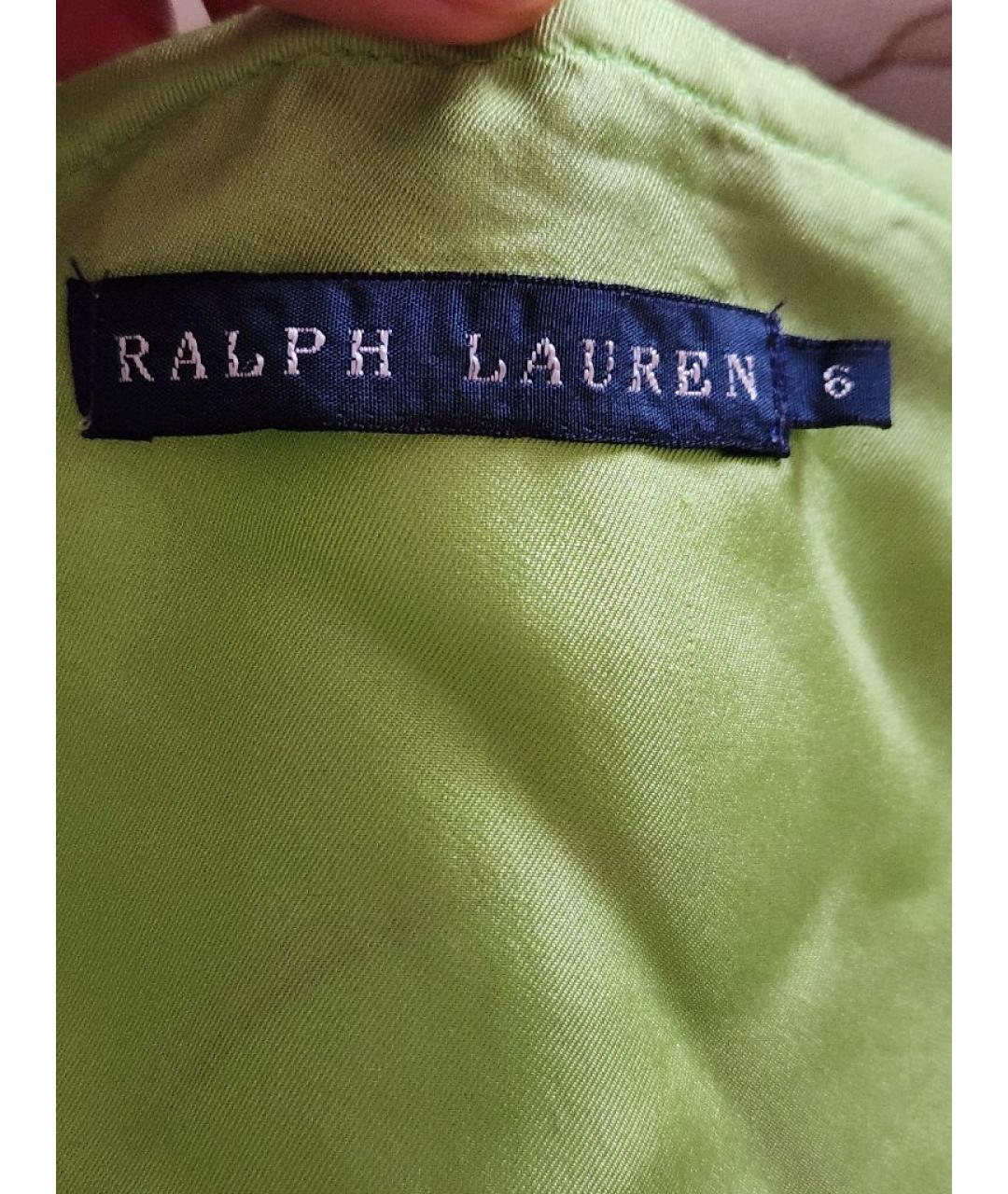 RALPH LAUREN Зеленые шелковое коктейльное платье, фото 5