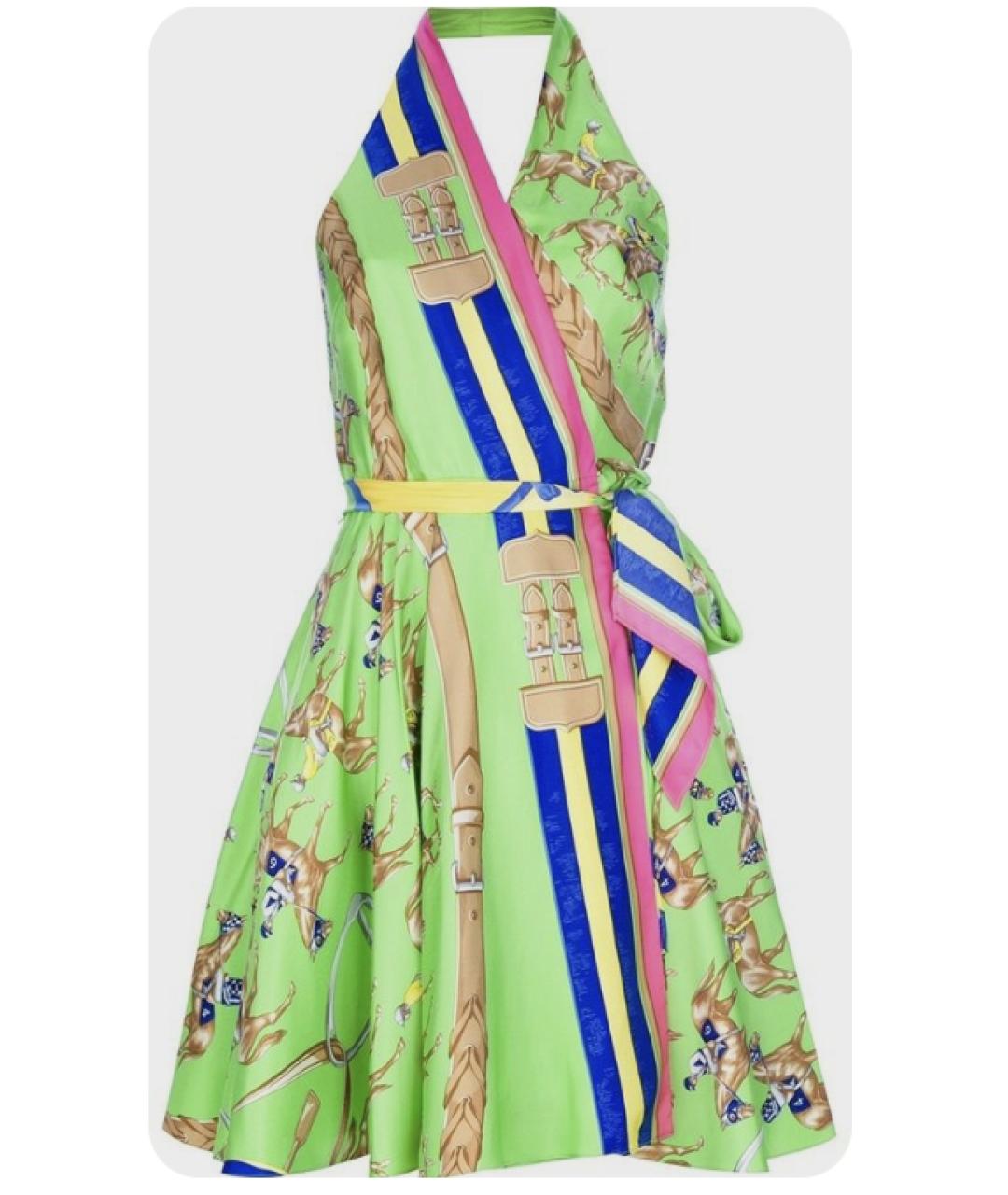 RALPH LAUREN Зеленые шелковое коктейльное платье, фото 10