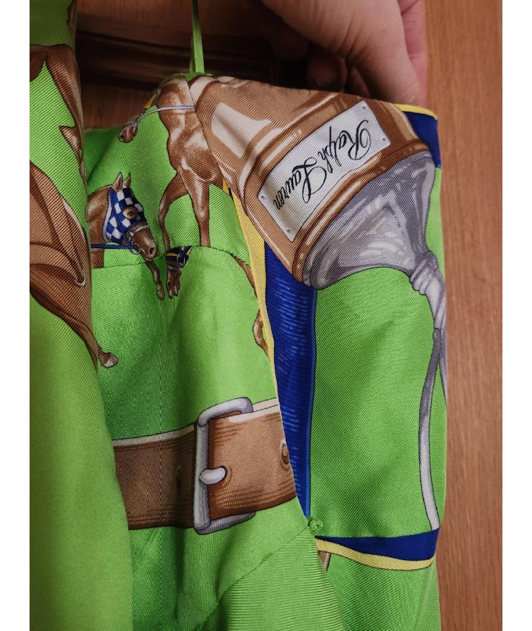 RALPH LAUREN Зеленые шелковое коктейльное платье, фото 4