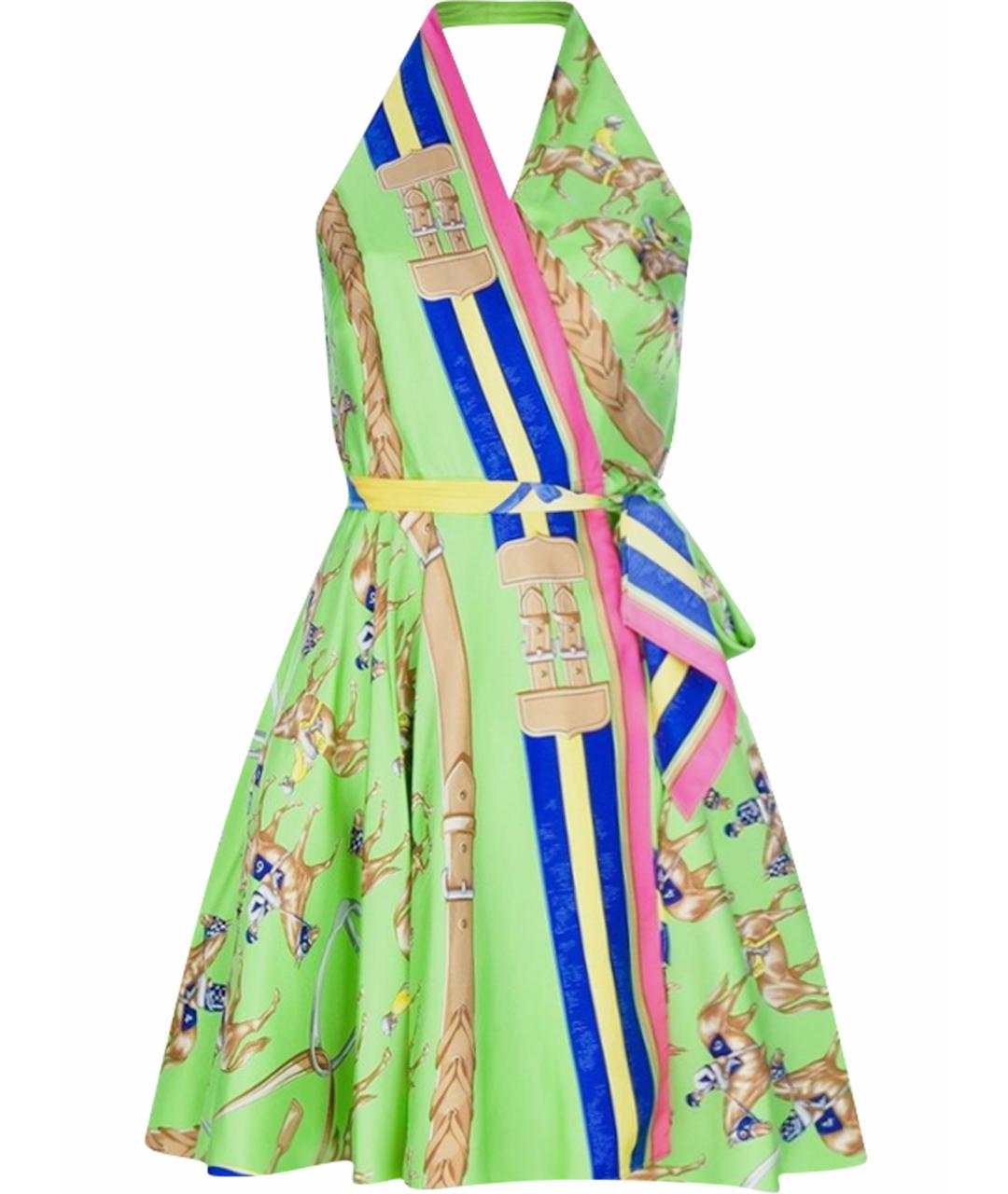 RALPH LAUREN Зеленые шелковое коктейльное платье, фото 1