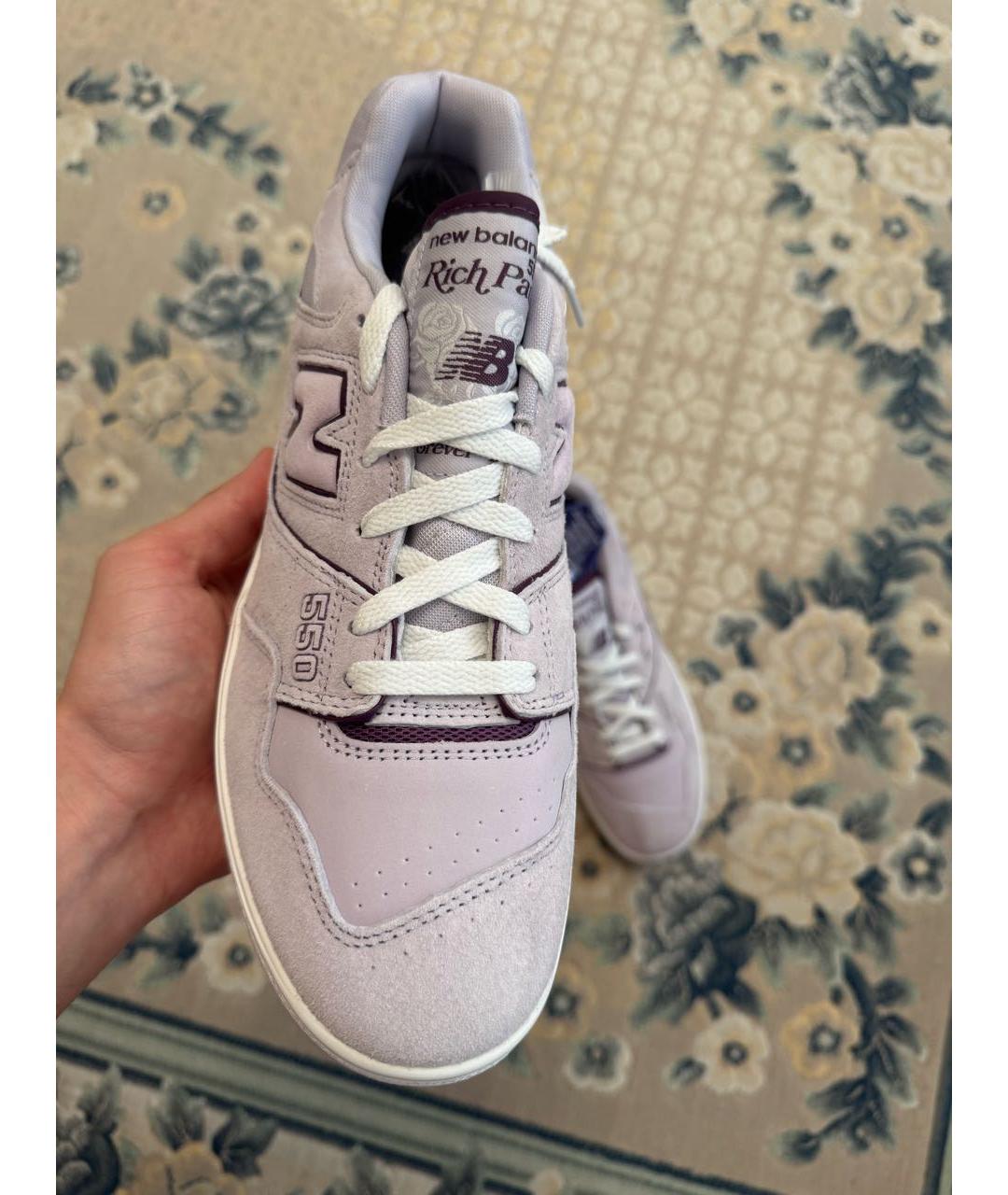 NEW BALANCE Фиолетовые низкие кроссовки / кеды из искусственной кожи, фото 5