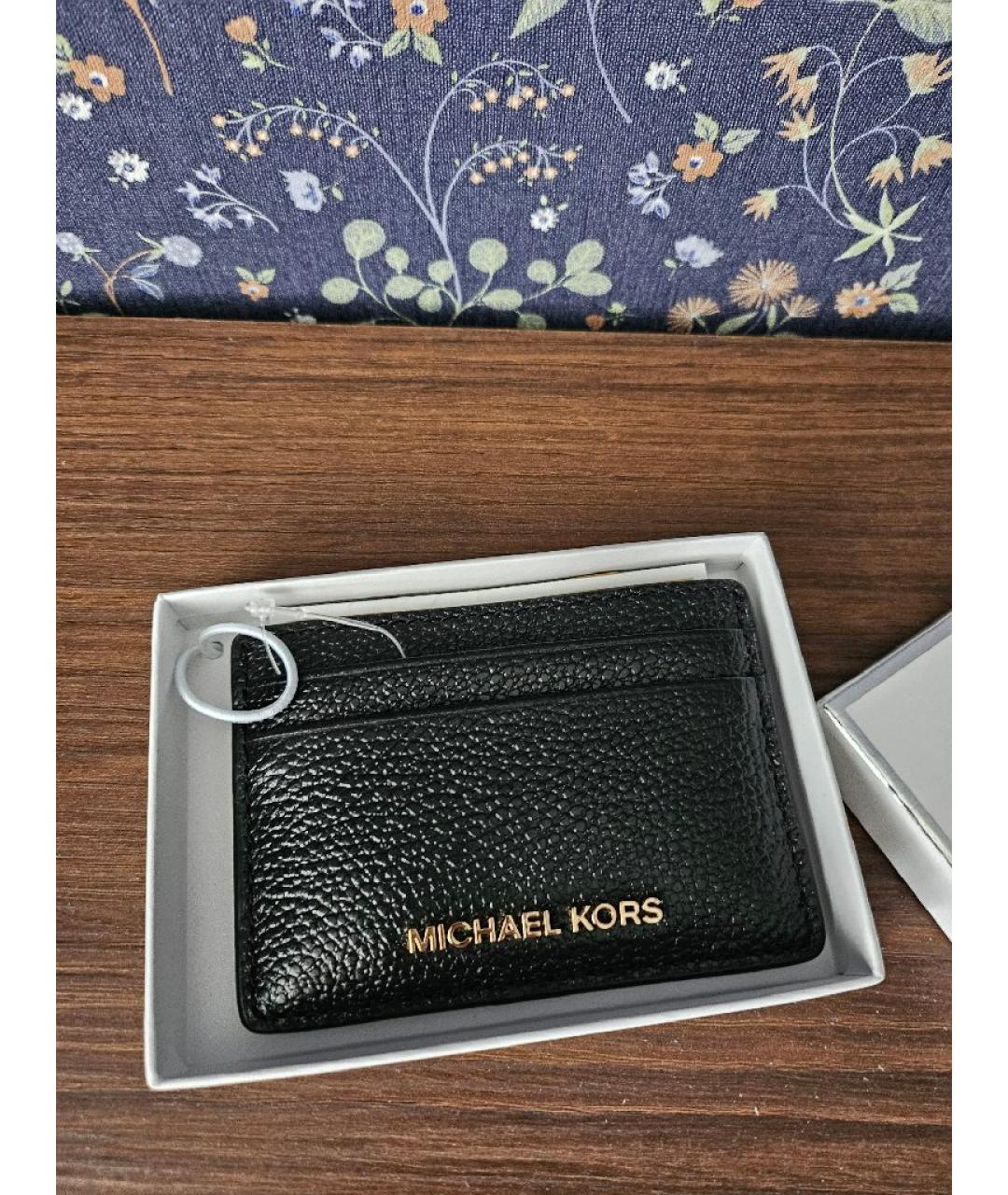 MICHAEL MICHAEL KORS Черный кожаный кардхолдер, фото 4