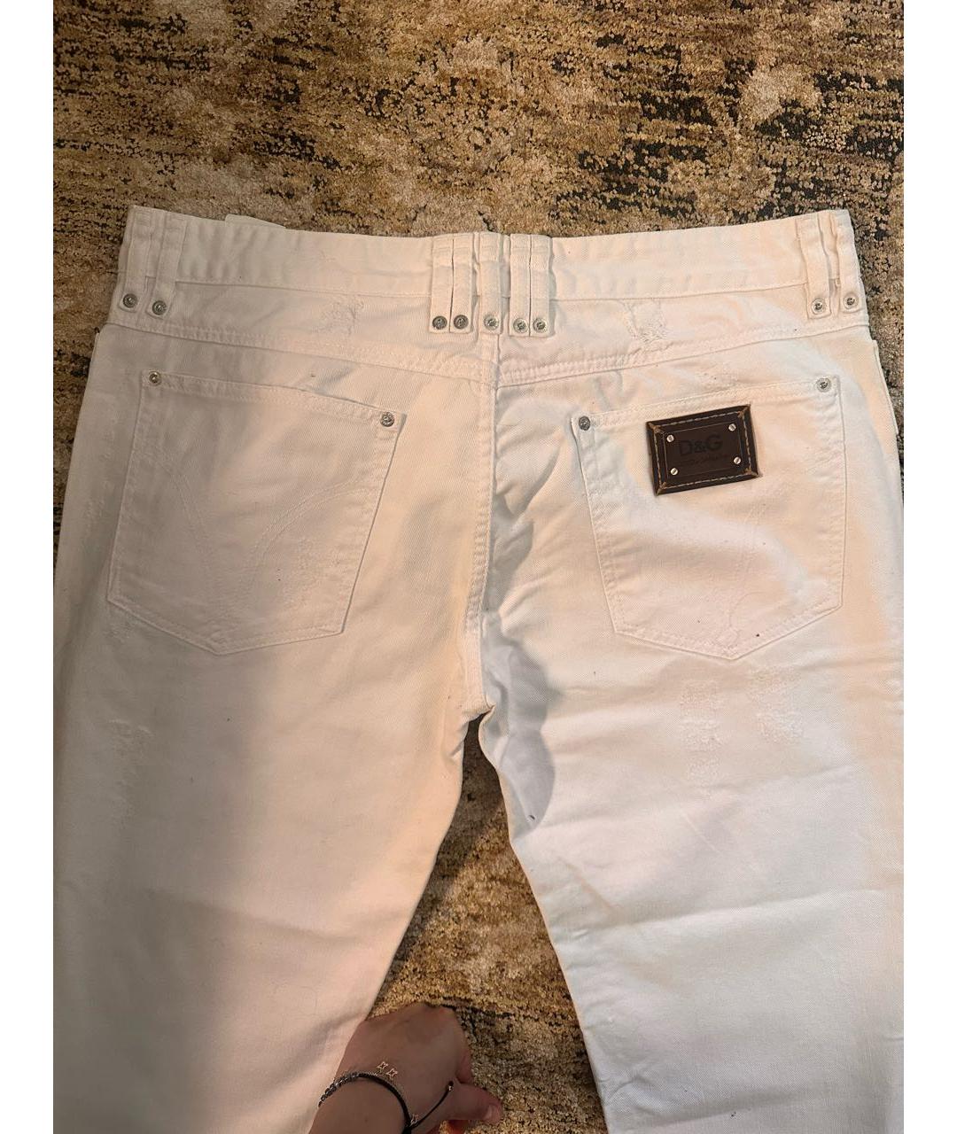 DOLCE&GABBANA Белые хлопковые прямые джинсы, фото 5